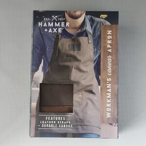 Hammer + Axe Workman's Canvas Apron | New In Box | Brown and Tan | 100% Cotton